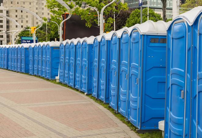 Seasonal porta potty units set up at a Elk River, Minnesota venue